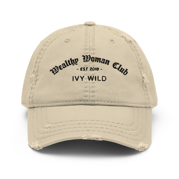 WEALTHY WOMAN CLUB | TAUPE DISTRESSED CAP